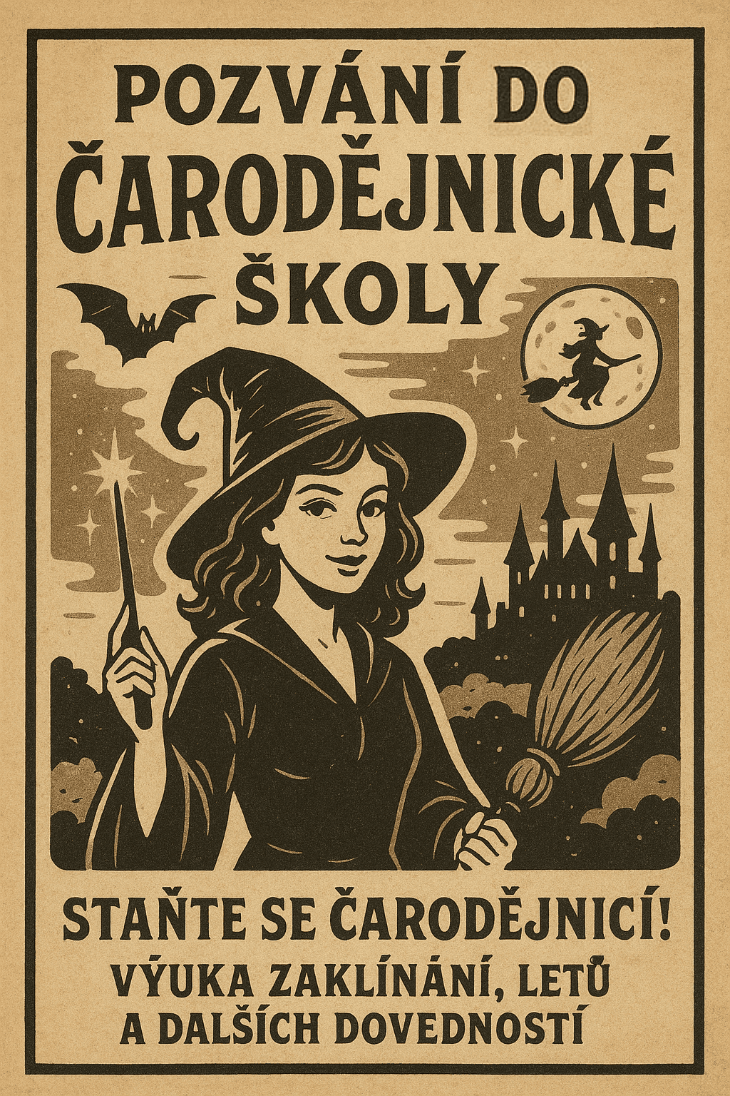 Čarodějnická škola - retro leták